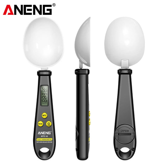 ANENG HTC-6 Digital Spoon Scale with Thermometer, Gram/Ounce/Pound Conversion, Durable ABS & Stainless Steel