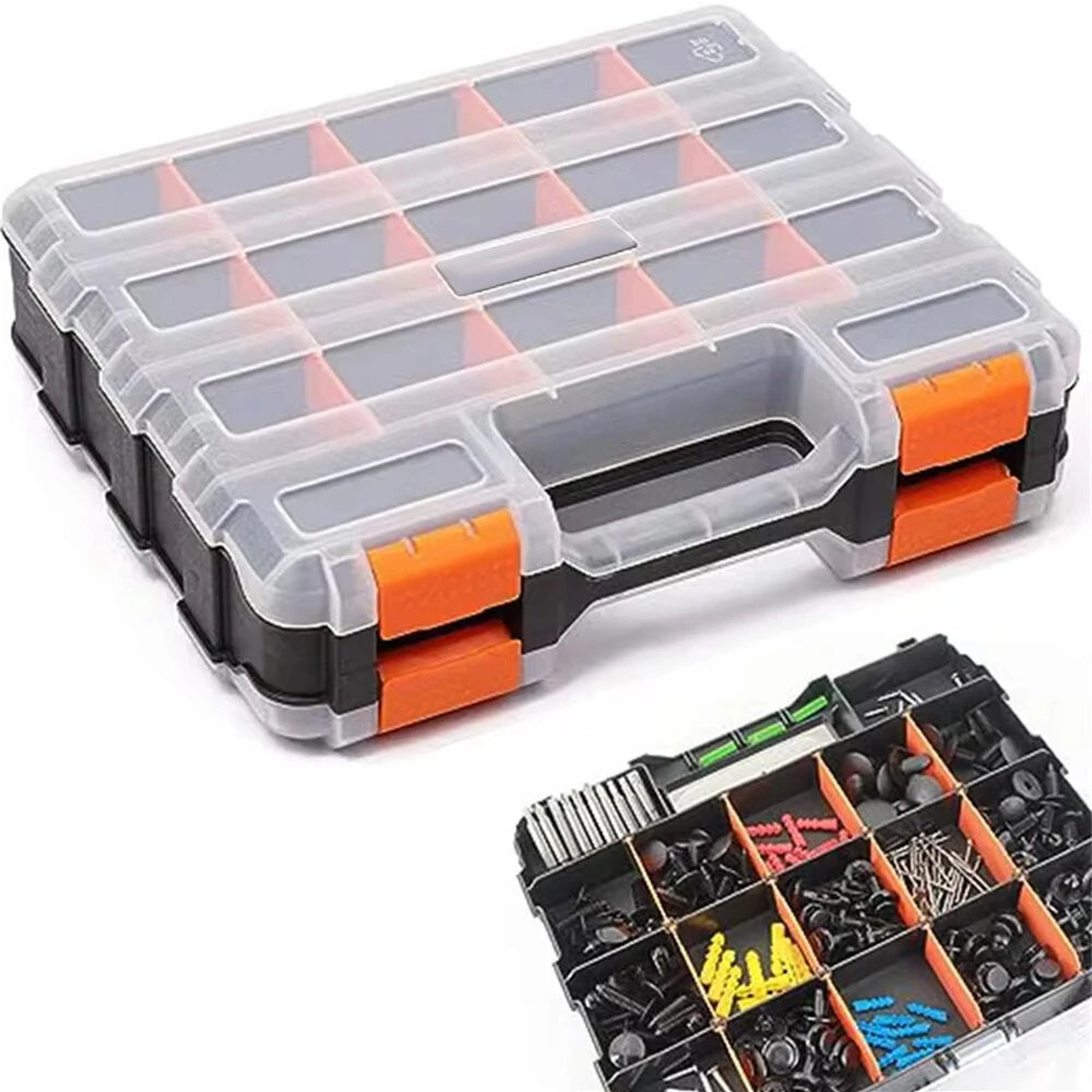 High-Quality Dual-Sided Plastic Parts Storage Box with Transparent Cover and Customizable Compartments - Wear & Impact Resistant Professional Toolbox