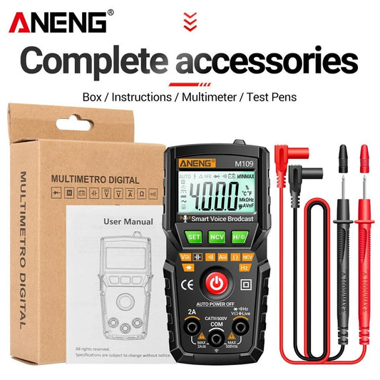 ANENG M109 Digital Multimeter 4000 Count AC/DC Voice Broadcast Electrical Tester Auto Professional Meter