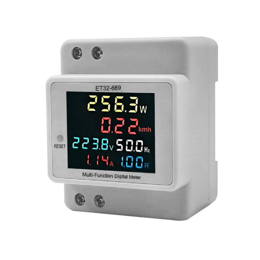 ET32-669 Professional Electrical Meter: High Precision, Full-View LCD, Measures Voltage, Current, Power, Frequency, Power Factor, 22KW Support, Heat Resistant