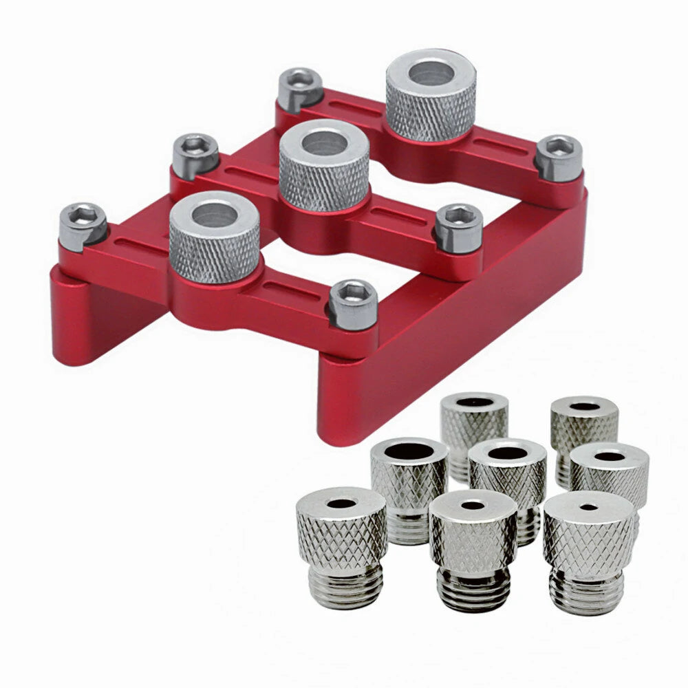 Precision Self-Centering Dowelling Jig with 3-10mm Drill Sleeves for Woodworking Joinery