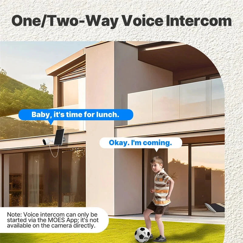 Moes Tuya 3MP Solar-Powered WiFi Security Camera, HD Night Vision, Motion Detection, IP65 Waterproof, Siren Alarm for Home Surveillance