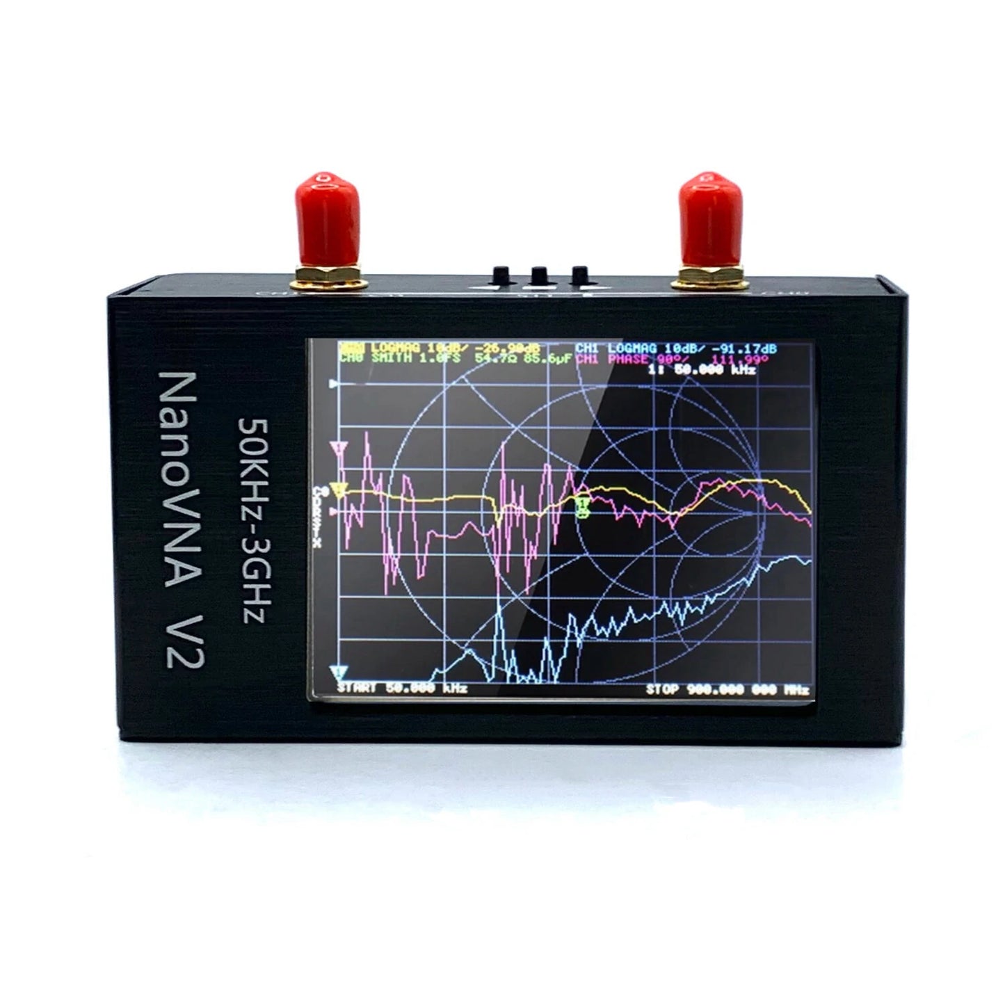 NanoVNA V2 3GHz Vector Network Analyzer, 70dB Dynamic Range, 2.8-Inch Display, Includes RG405 RF Cables & Calibration Kit