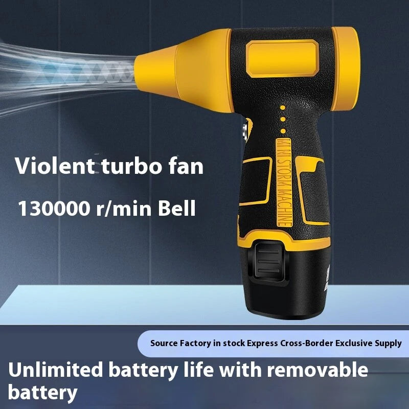 Portable 500W 8-Speed Handheld Turbine Fan with 2000mAh Quick-Charge Battery, 130000 RPM Lightweight Design