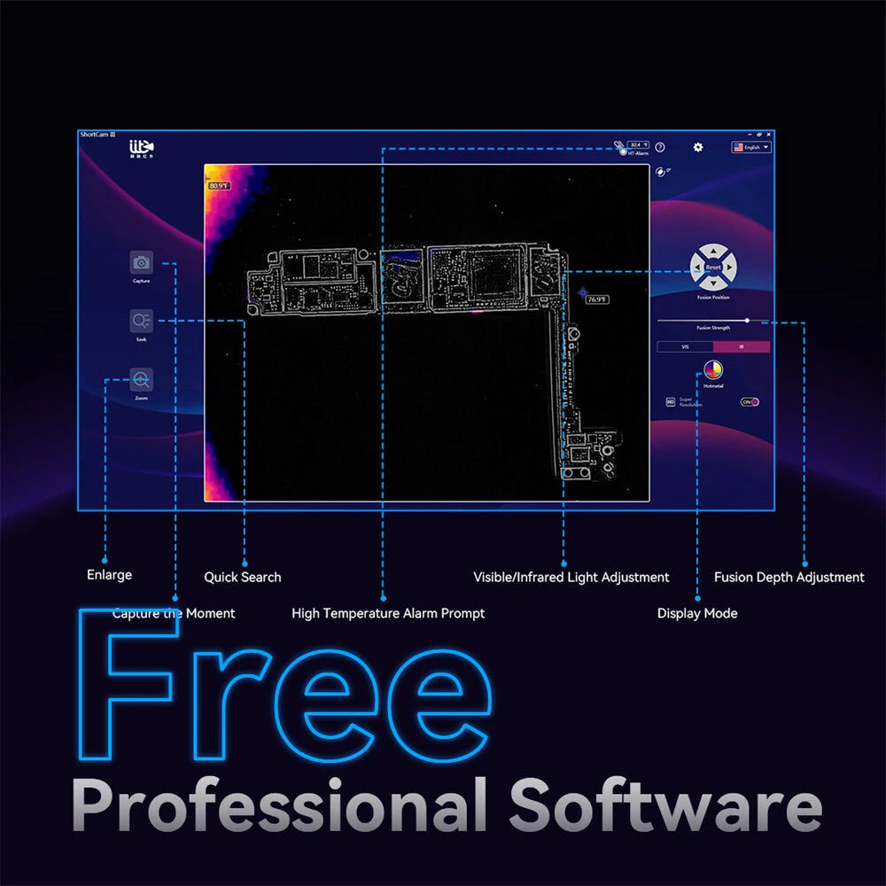 4K Dual-Light Infrared Thermal Camera Langchi ShortCam III, 256x192 Resolution, -20℃ to 550℃, WiFi HDMI for PCB Repair