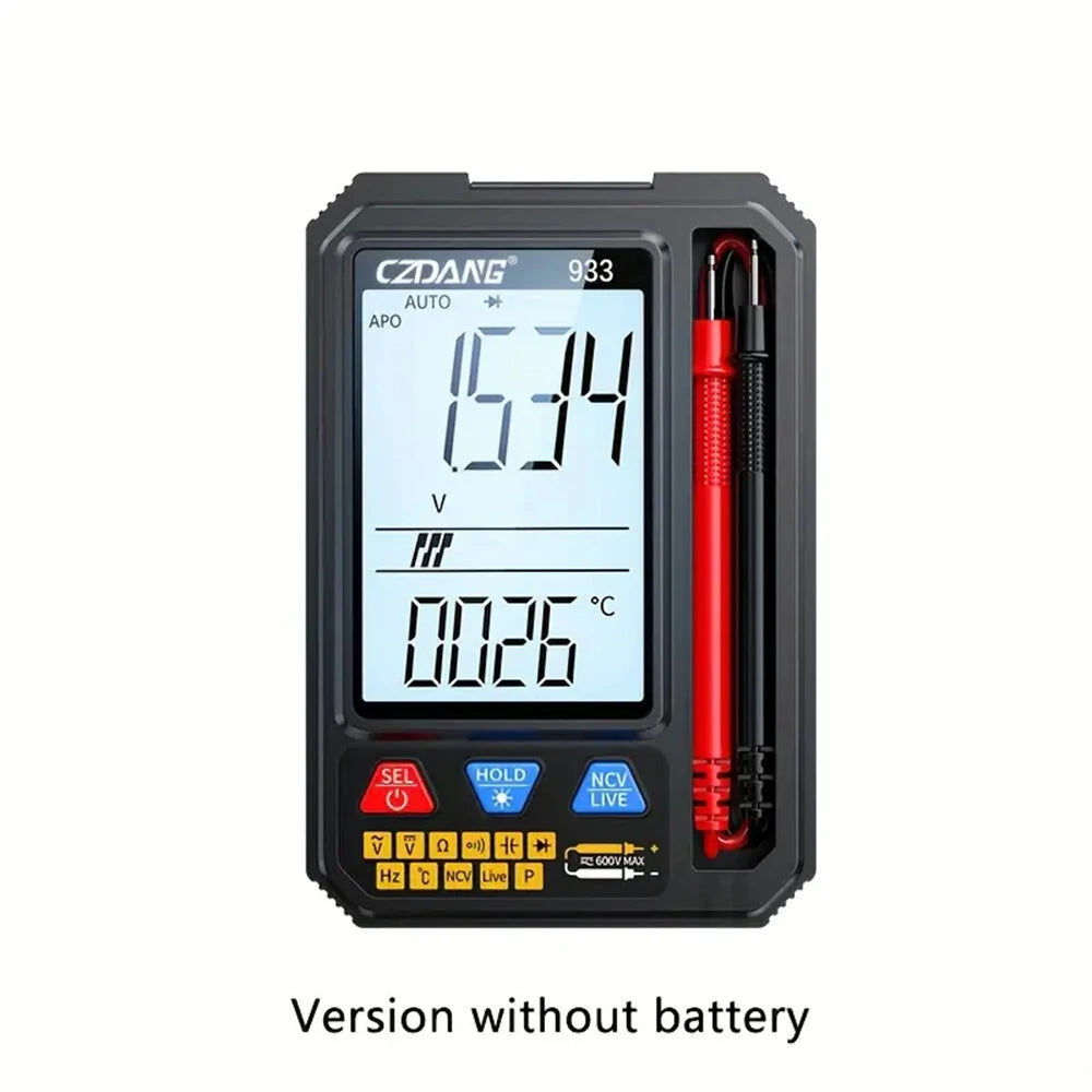 Multifunctional Multimeter 933/933S with Intelligent Overload Protection, Backlit Display, Non-Contact Voltage Detection, Live Neutral Testing, Voice Broadcast – Ideal for Electricians and Home Use