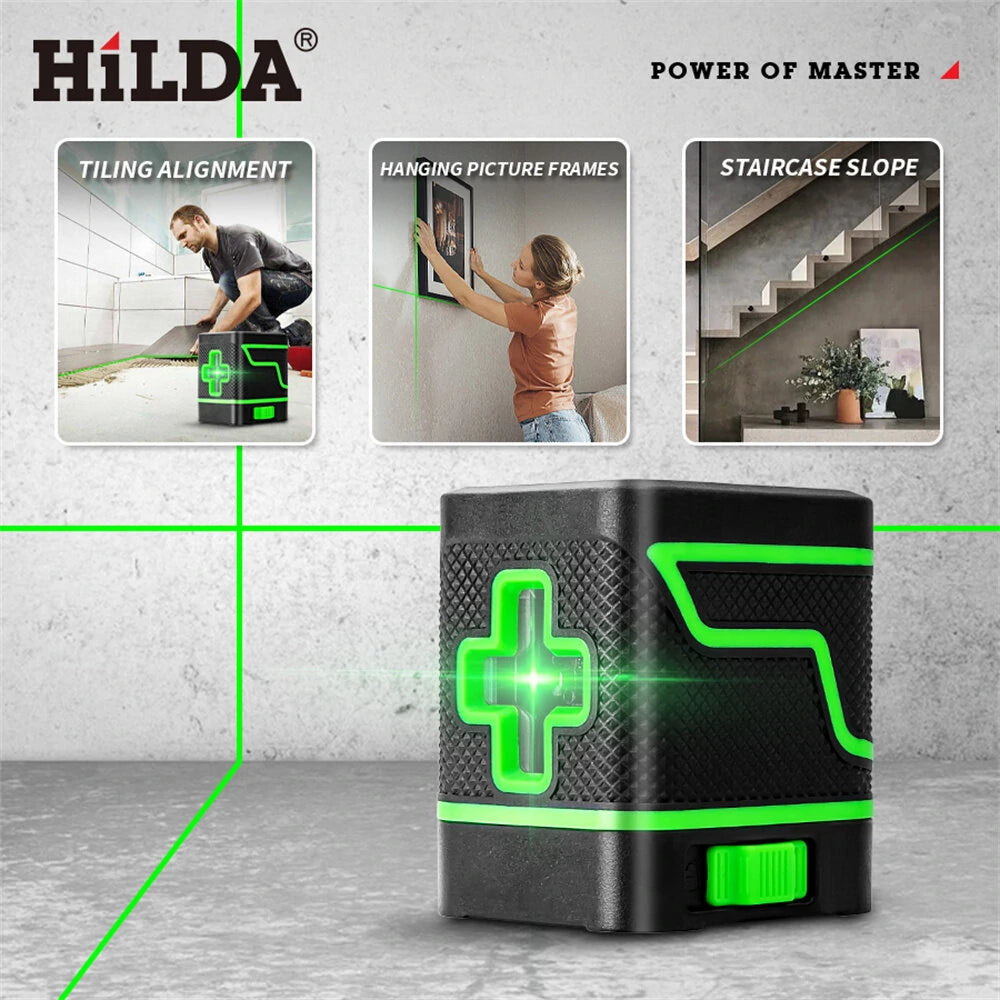 Mini Green Laser Level, Self-Leveling 2-Line Horizontal & Vertical Cross with Super Powerful Beam