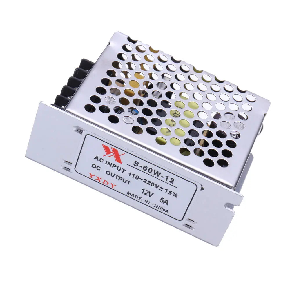 3-Pack 60W AC 100-240V to DC 12V 5A Switching Power Supply Adapter for LED Strip Lights