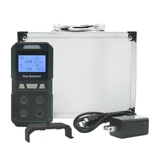 Portable Multi-Gas Detector with Alarm Light for H2S, O2, CO, and Combustible Gases - High Precision, Rechargeable, Industrial-Grade Alerts