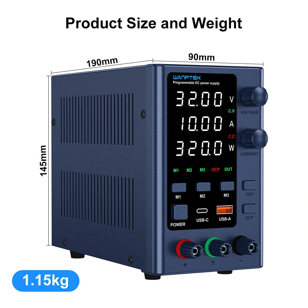 WANPTEK Digital Power Supply 0-160V 0-10A with Multi-Function Protection & Stability for Electronics - Model EPS Series
