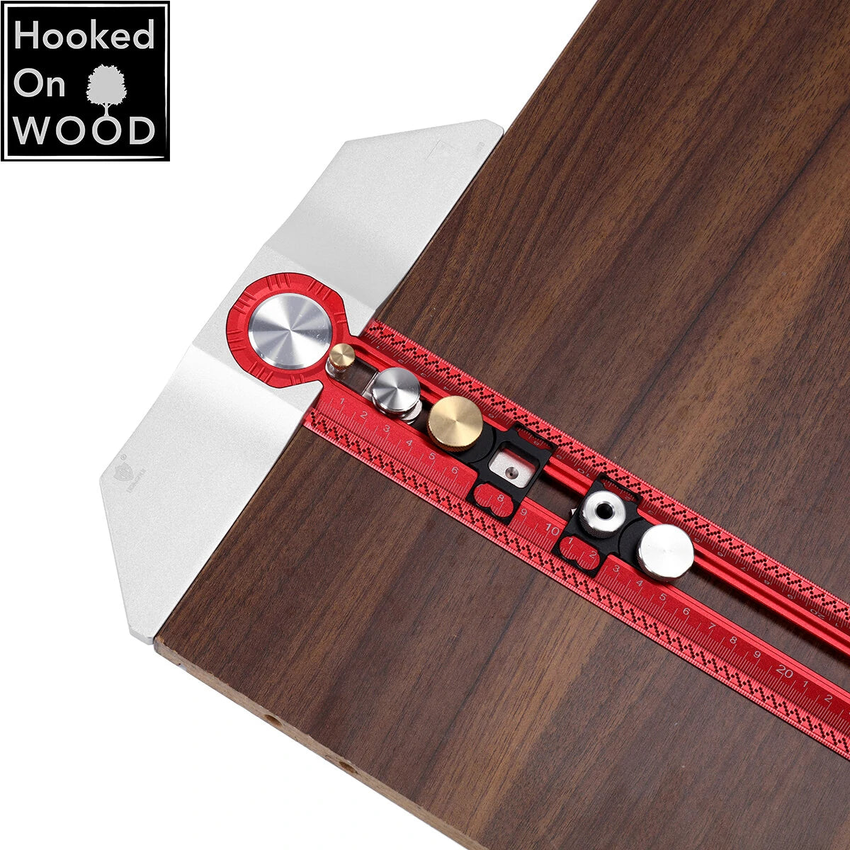 400mm Aluminum Alloy T-Square Ruler - Hooked Wood Marking Gauge & Hole Positioning Tool, HONGDUI MT-2465 PRO