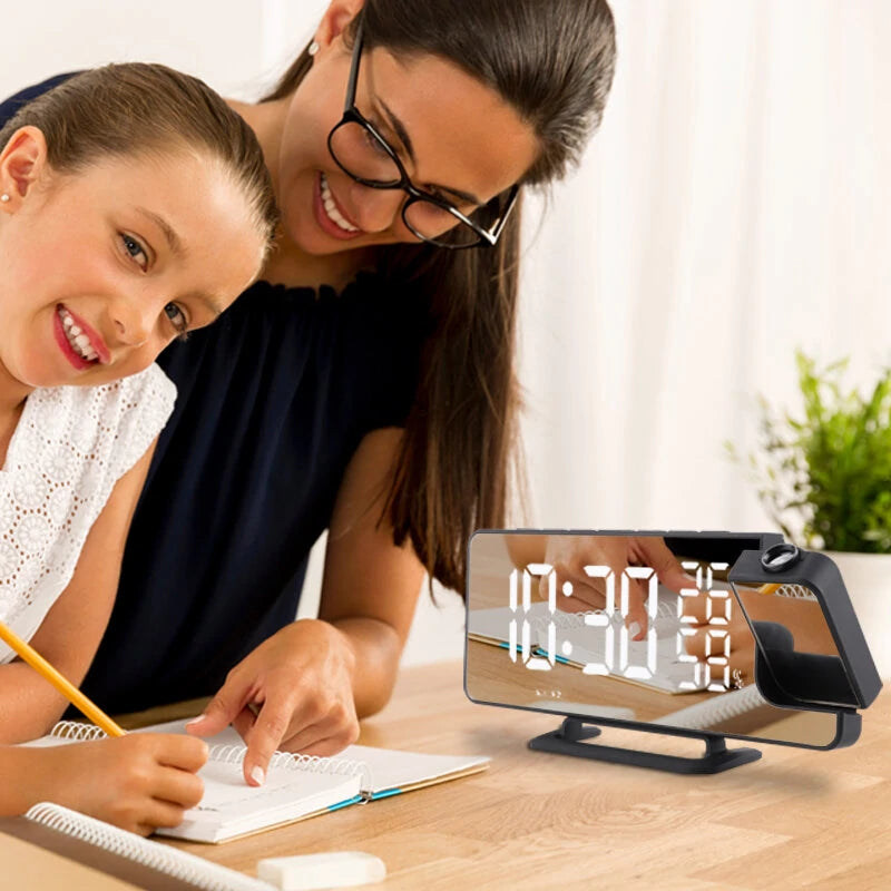 Radio Projection Alarm Clock with LED Display | Temperature & Humidity Monitor | TS-9210-TFM-HW-R