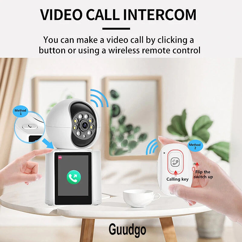 Guudgo 3MP Wireless PTZ IP Dome Camera with 2.8 IPS Screen, Night Vision, Humanoid Tracking, Alarm Push, Baby Monitor, iCSEE APP, Intercom, and Remote Control