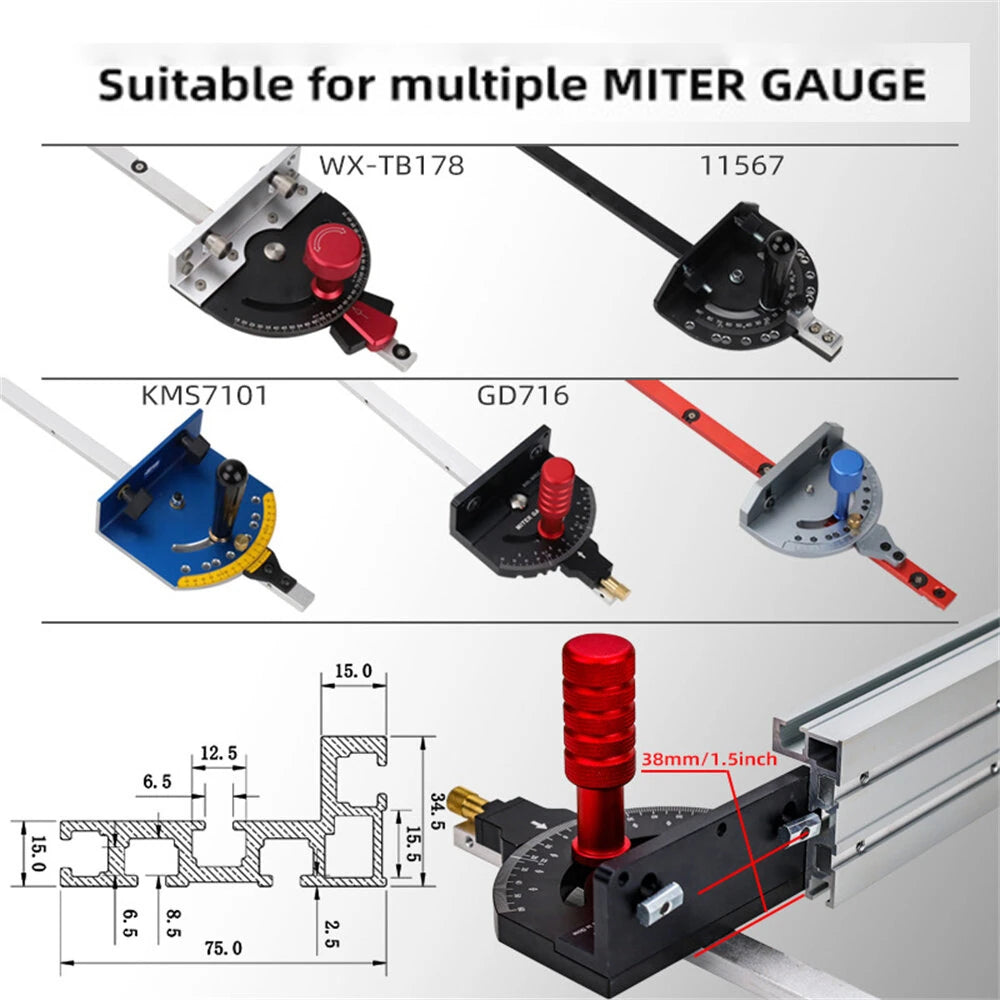 Fonson Adjustable T-Track Miter Saw Fence with Laser Measure, 75 & 400-1000mm Options for Table Saws, Band Saws & Cabinet Saws