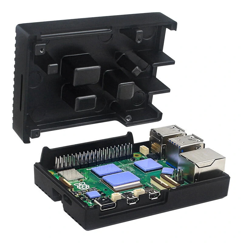 Aluminum Alloy Raspberry Pi 5 Passive Cooling Case with Heat Dissipation Stripes