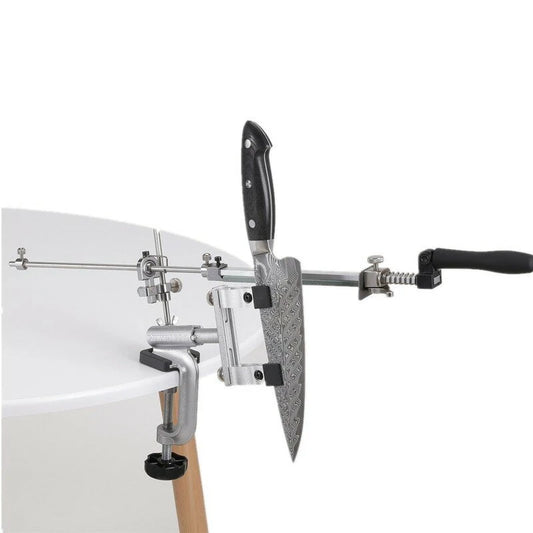 RX-009 Professional Knife Sharpener Kit: 4 Whetstones, Dual Clamps, 360° Rotation, Fixed-Angle Stainless Steel, Chef Kitchen Tool