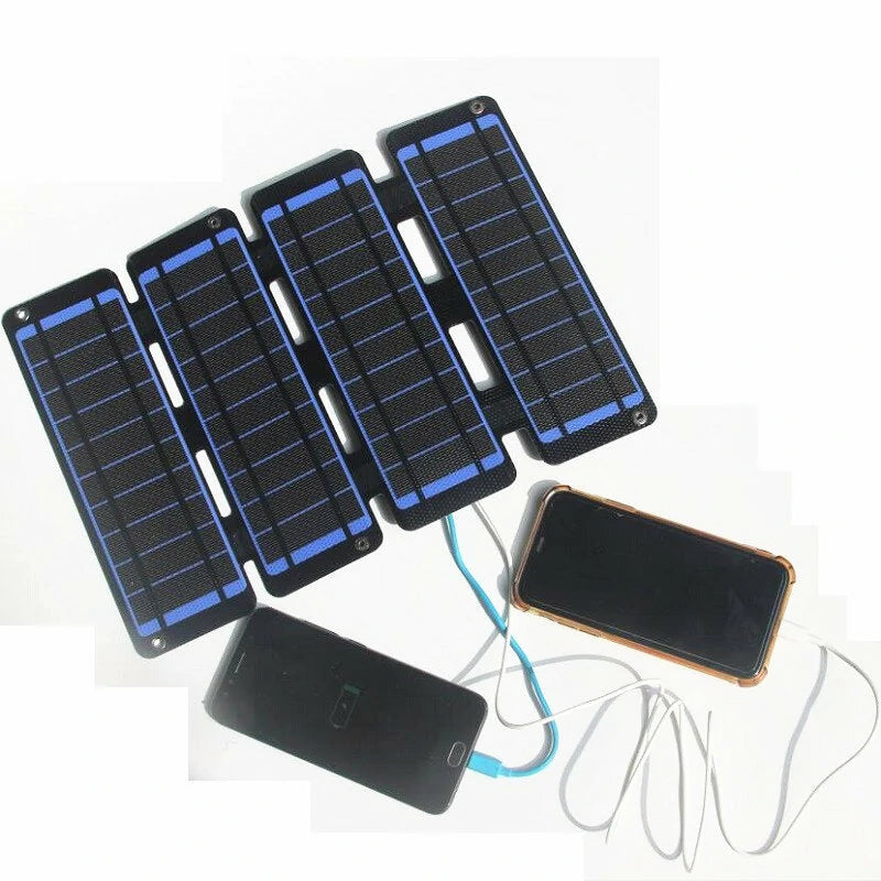 ETFE 14W 5V Solar Folding Charger with Dual USB for Outdoor Mobile Power Bank Charging