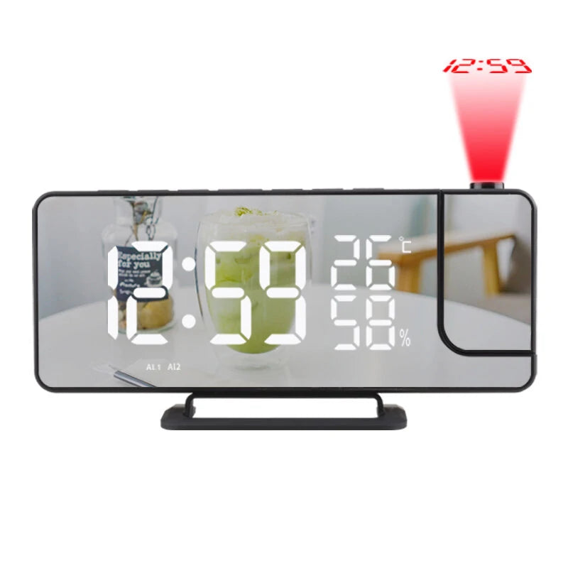 Radio Projection Alarm Clock with LED Display | Temperature & Humidity Monitor | TS-9210-TFM-HW-R
