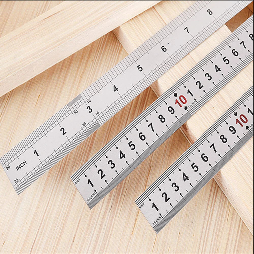 Thickened Stainless Steel Ruler 150-1200mm with Metric & Inch Scales for Woodworking