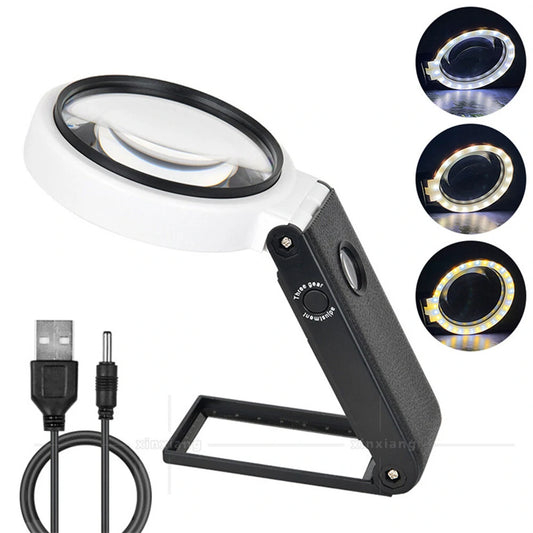 25X LED Illuminated Foldable Handheld Loupe for Coins, Stamps, Jewelry Magnifier