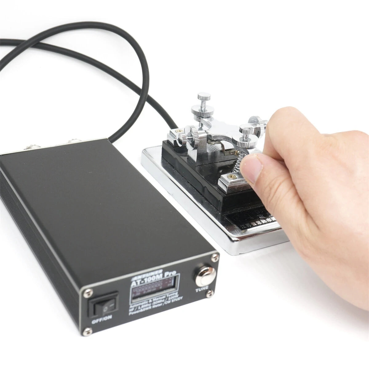 ANTUNER AT100M Pro HF Antenna Tuner 1.8-30MHz 100W with Morse Code Exerciser & SWR/Power Meter