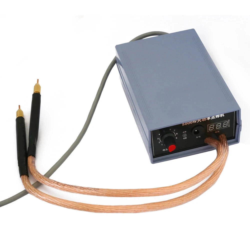 Excellway 5000W Handheld Spot Welder for 18650 Batteries, High Power Adjustable Welding Machine for Nickel Strips (0.1-0.25mm) 0-800A