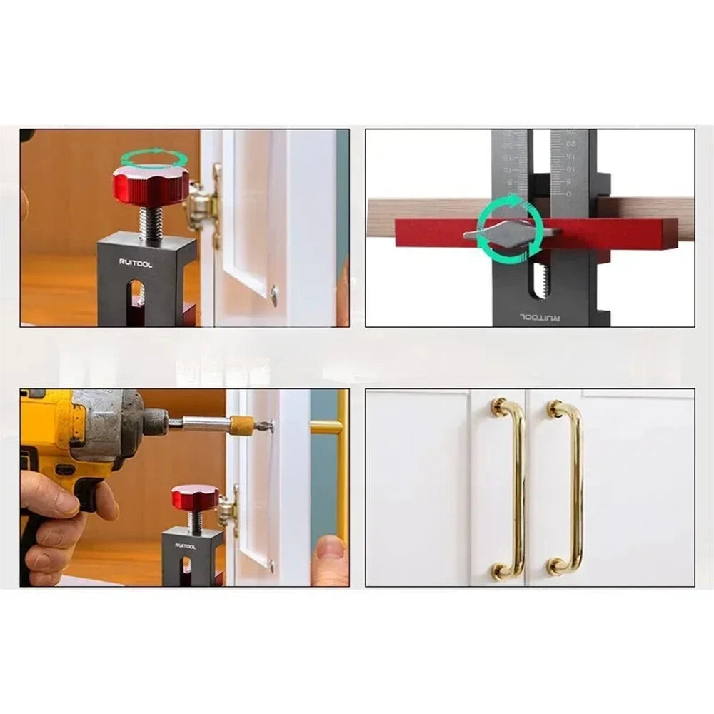 RUITOOL Aluminum Cabinet Door Mounting Jig - Adjustable Hardware Positioner for Framed & Frameless Cabinets (0-40mm)