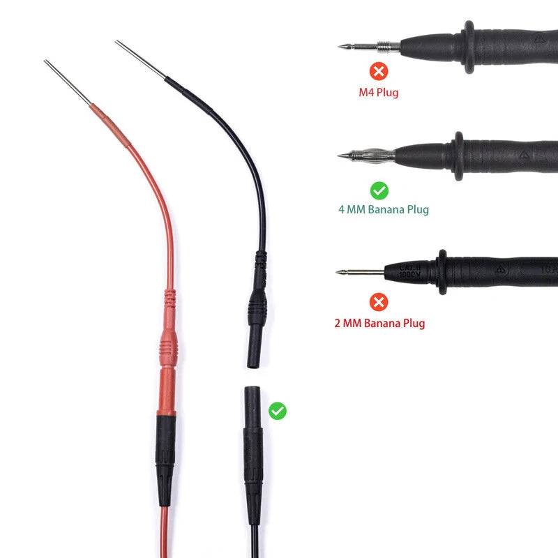 4mm Sheathed Banana Plugs & Outcrop Adapters for Multimeter Testing - Hook Needle Connector for Secure, Efficient Signal Integrity