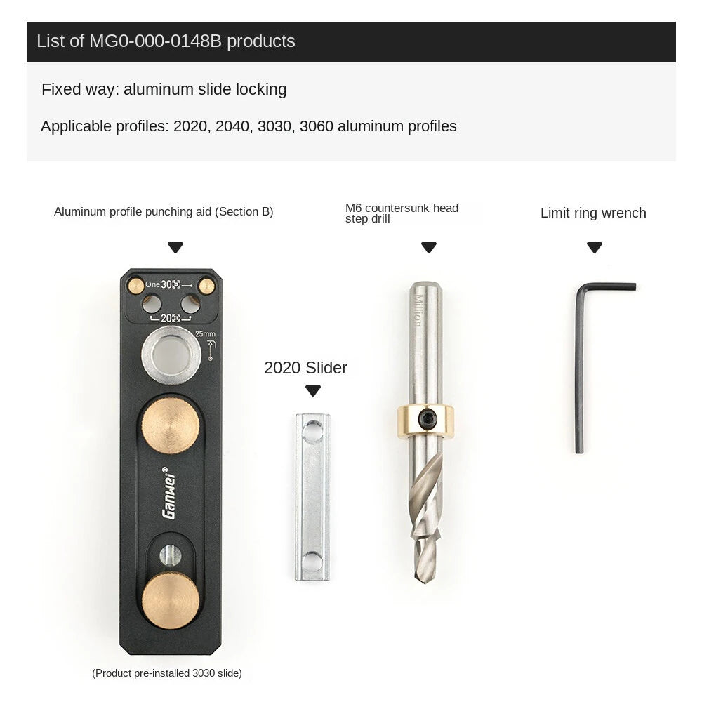 DIY Aluminum Profile Punching Tool for 2020/2040/3030/3060 Profiles - Generic Jig Guide for Drilling
