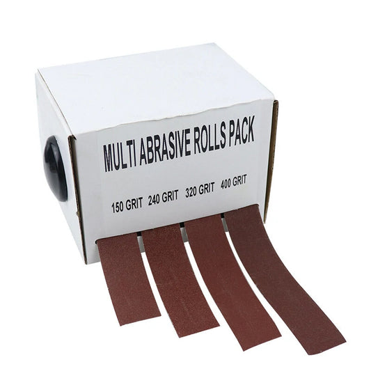 4-Piece Tearable Emery Cloth Sandpaper Roll Set with Dispenser