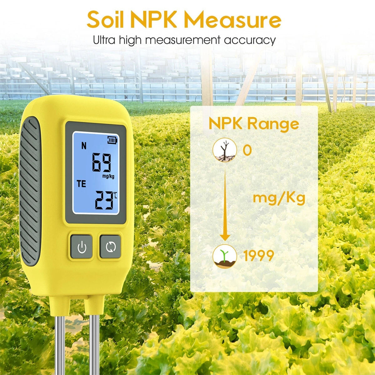 4-in-1 Digital Soil Tester: NPK, LCD Screen, -10℃ to 80℃ Temperature, High Accuracy Stainless Steel Probe for Gardens, Lawns, Greenhouses