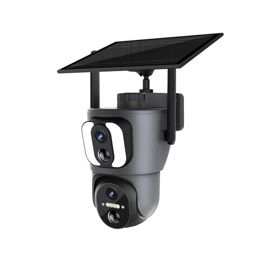 ESCAM QF390 Dual Lens Solar WiFi Camera 4MP, PIR Motion Detection, Two-way Audio, IP66 Weatherproof Outdoor Surveillance