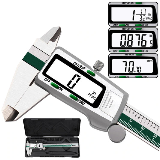 High Precision 6 Inch Digital Caliper with LCD Display - 150mm Stainless Steel Vernier, Fraction/MM/Inch Measurement