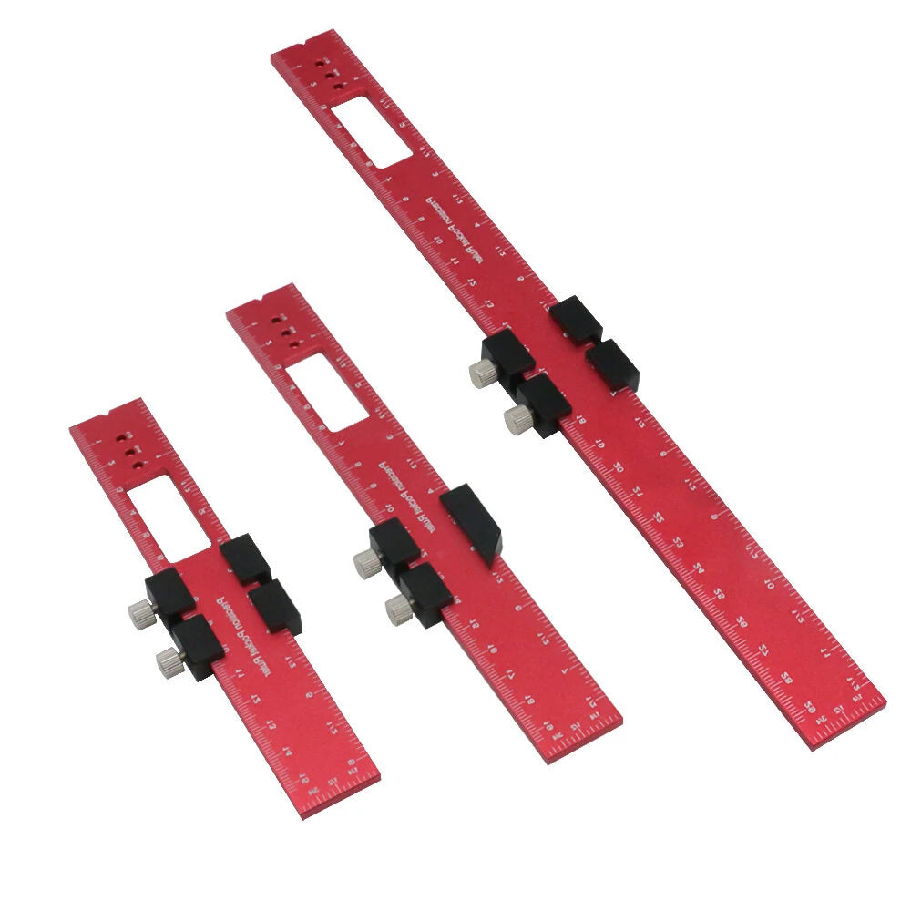 Aluminum Precision Layout Ruler with T-Track Stops - Inch/Metric Scale Woodworking Tool