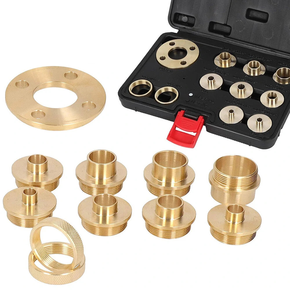 11-Piece Brass Router Template Bushing Guide Set for Porter Cable Routers - Precise, Durable, Easy Storage