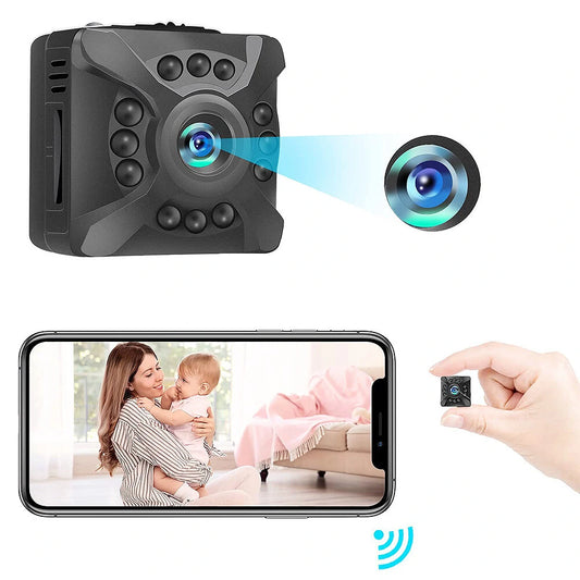 X5 Mini Wifi Security Camera 1080P HD Wireless Surveillance with Night Vision, Motion Detection, App Control, Built-in Hotspot, Memory Card Support, Loop Playback for Home Safety