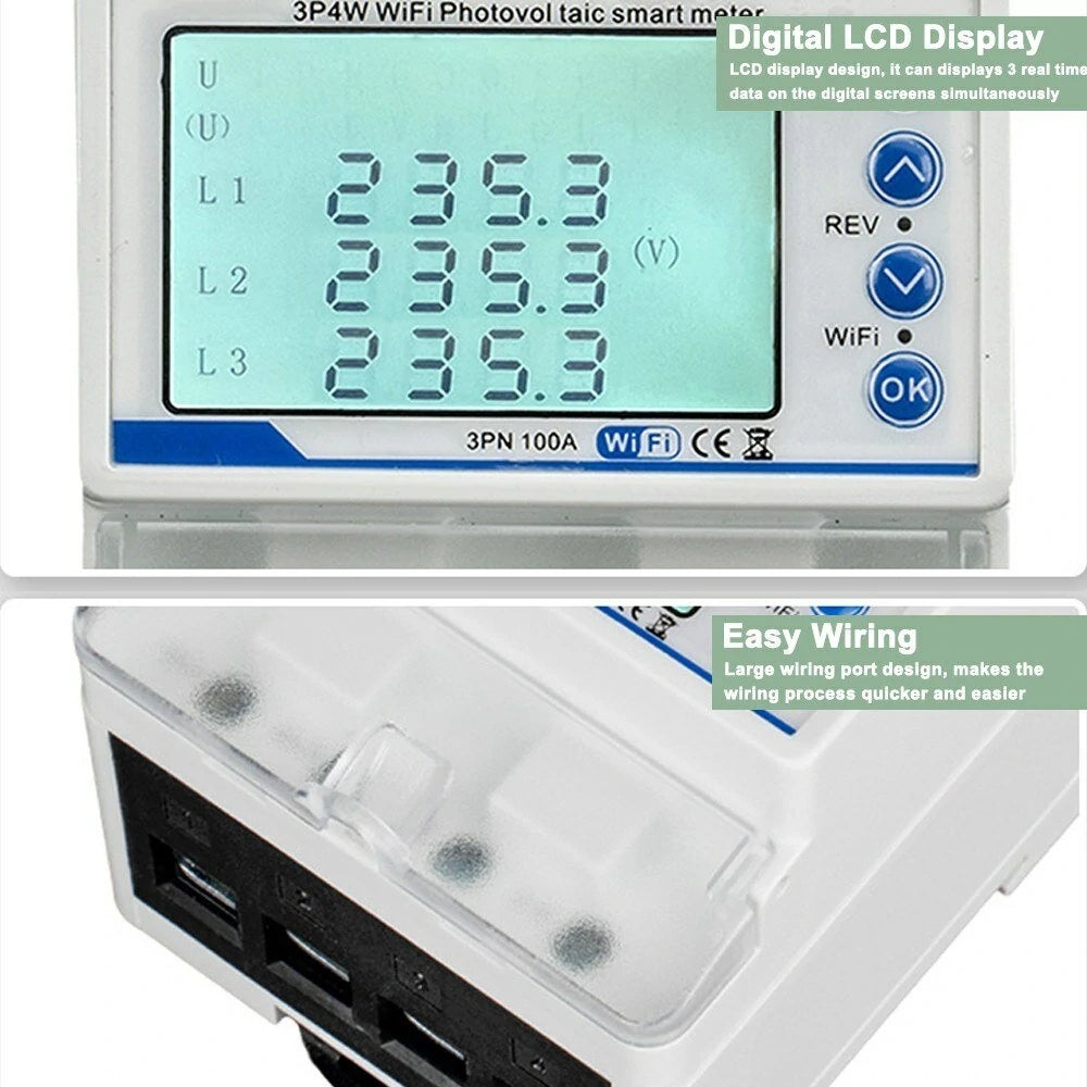 Smart 3-Phase Electric Energy Meter with WiFi Reclosing Protector