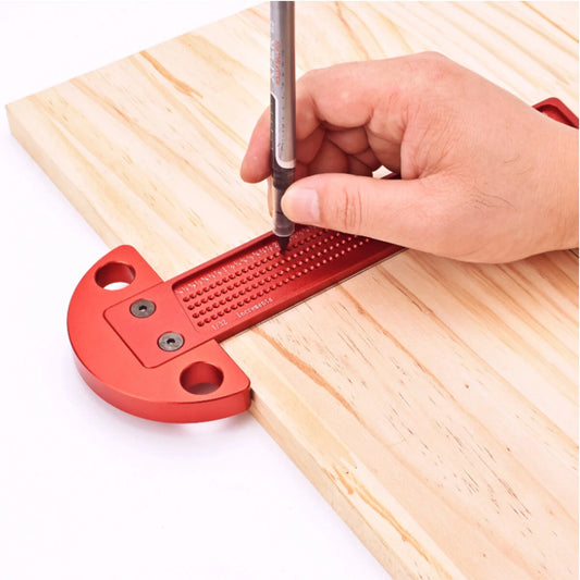 Aluminum Alloy T-Square Ruler with Anodized Finish - Precision 1/32 Inch & 1MM Hole Spacing - Ergonomic Design for Craftsmen