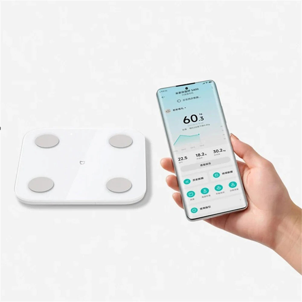 Xiaomi Mijia S400 Smart Body Fat Scale with Dual Frequency Bioelectrical Impedance, 25 Health Metrics, Heart Rate Monitor, Multi-User Memory, & Bluetooth 5.0 App Integration