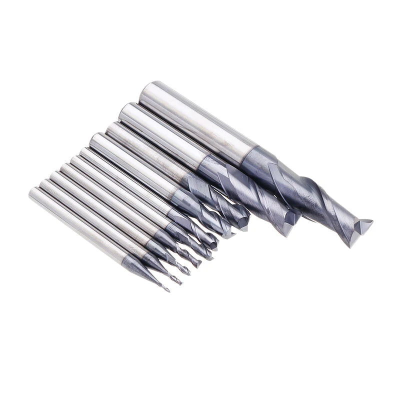 Drillpro 1-10mm HRC55 TiAlN Carbide 2-Flute End Mill CNC Cutter