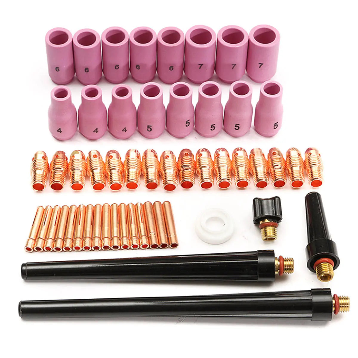 53-Piece TIG Welding Torch Replacement Parts Kit for WP-9/20/25 - Collet & Alumina Cup