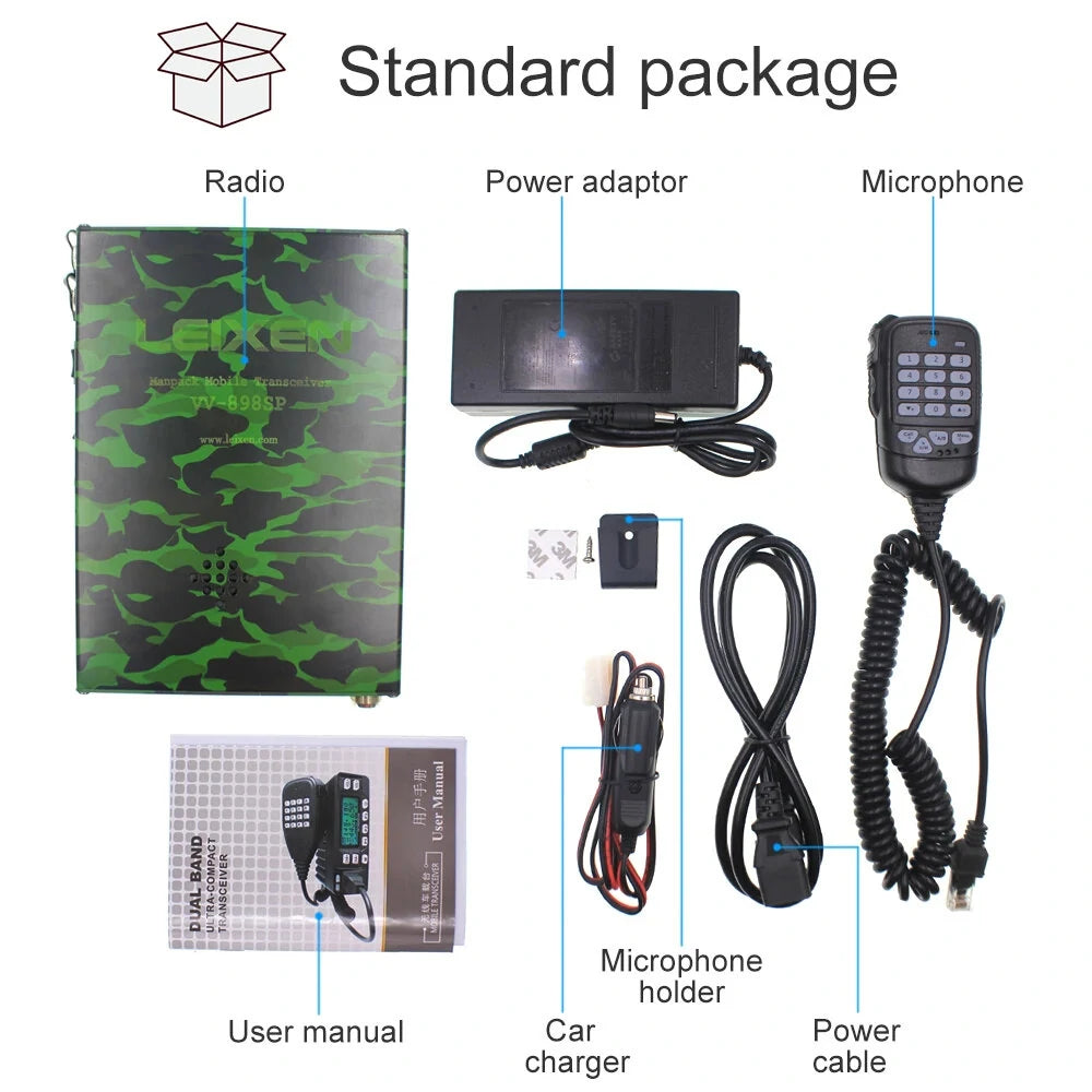 Dual-Band Mobile Radio Transceiver VV-898SP, 25W, 12000mAh Battery, 136-174MHz & 400-470MHz, USB FM Receiver
