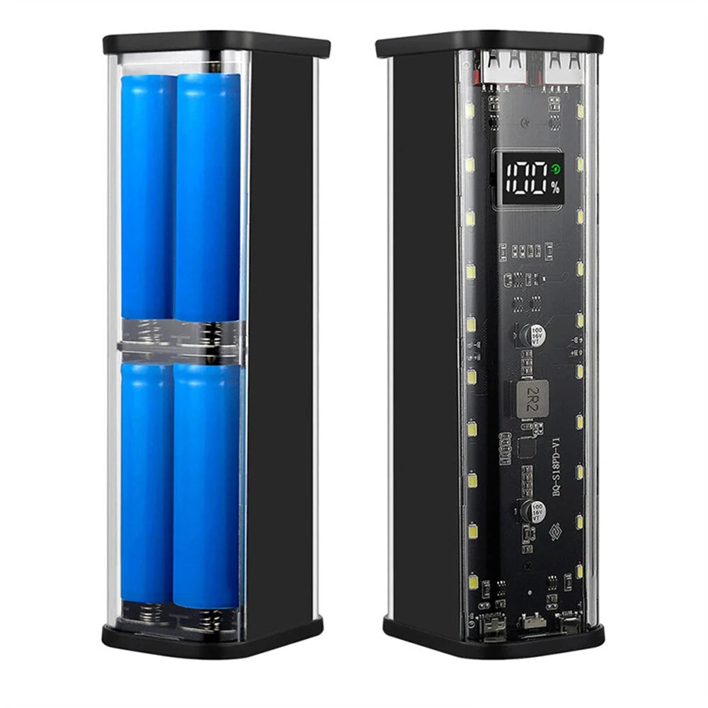 DIY 8x18650 Transparent Power Bank Case - 22.5W PD, LED Screen, High-Capacity Portable Charger for Huawei/Xiaomi