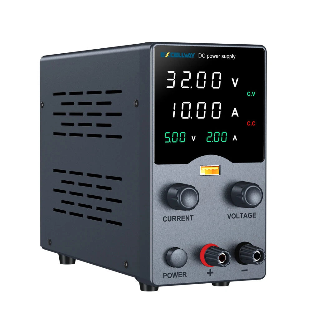EXCELLWAY GA Series Variable Output Power Supply with USB Fast Charging and Comprehensive Display, Compact Design for Versatile Applications