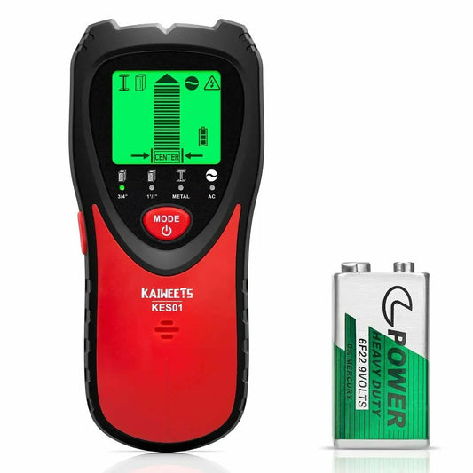 KAIWEETS KES01 5-in-1 Stud Finder Wall Scanner, Tricolor Backlight, High Accuracy Metal Wood AC Wires Detector, Safety Priority with Comprehensive User Manual