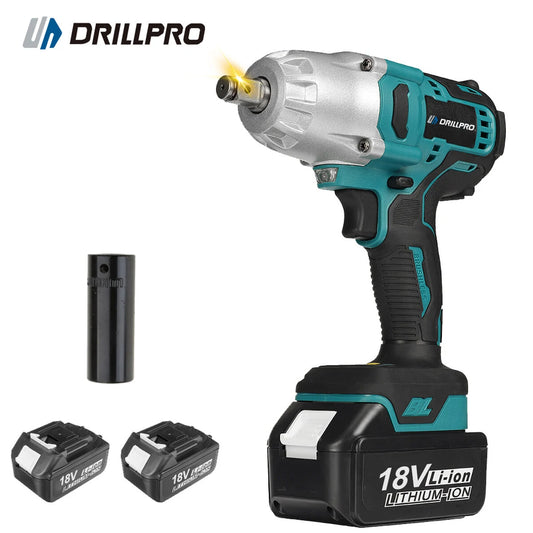 Brushless 18V Electric Wrench 800N.M Torque, 0-6200 RPM, LED Lights for Construction & Woodworking