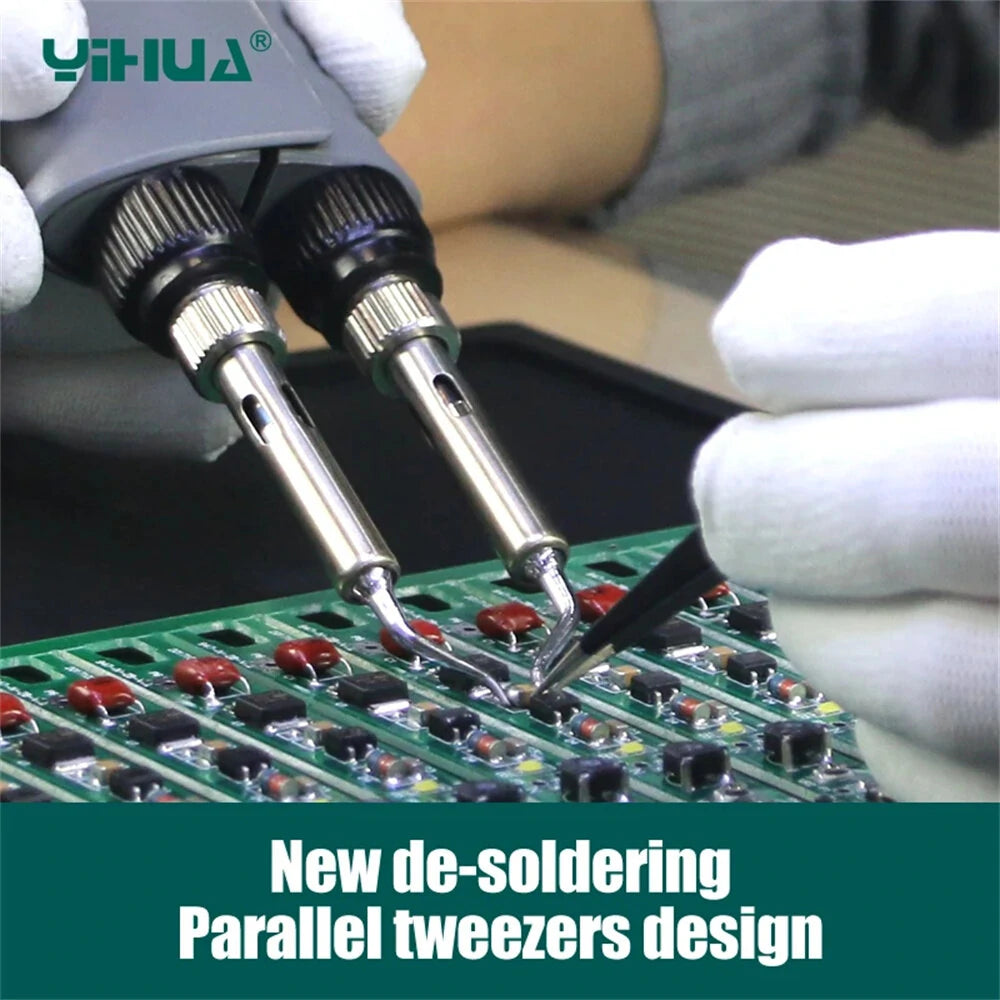 938D Portable Hot Tweezer Soldering Station - Quick Heat, Smart Sleep, Easy °F/°C Conversion with 2 B-type Tips & EU Plug