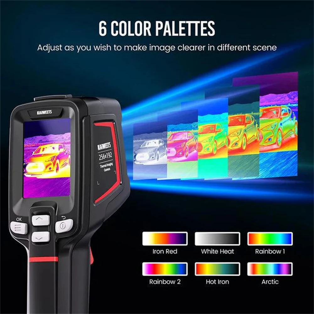 KAIWEETS KTI-W02 Thermal Imaging Camera - 256x192 | IP68 Waterproof | 4 Modes | 6 Color Palettes | 16-Hour Battery | 32GB Memory
