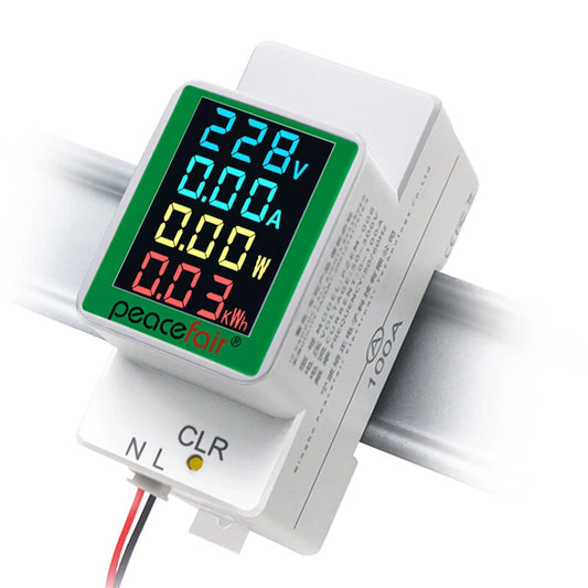 Peacefair® PZEM-008 Din Rail Digital Power Energy Meter - AC 50-300V, 100A Watt Kwh Wattmeter Monitor, Ammeter Voltmeter