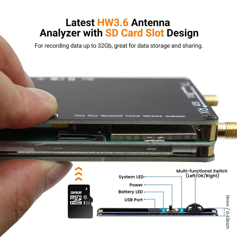 NanoVNA PCB 10kHz-1.5GHz Vector Network Analyzer with 32GB SD Card Support